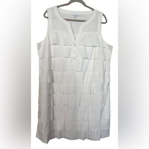 Chico’s White Sleeveless Ruffle Tiered Shift Dress Size 3 (16)